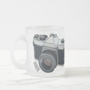 Taza De Cristal Esmerilado Ilustracion de personalizado de cámara de cine