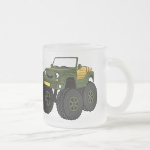 Taza De Cristal Esmerilado Ilustracion de personalizado de camión monstruo ve