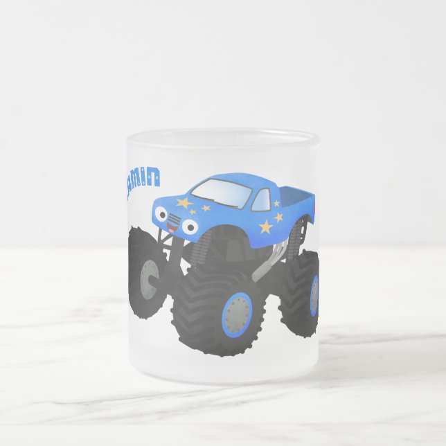 Taza De Cristal Esmerilado Ilustracion de personalizado de camión monstruoso  (Centro)