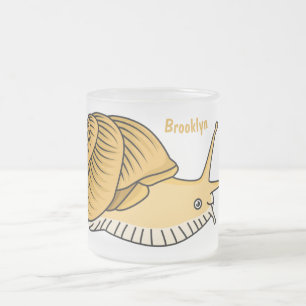 Taza De Cristal Esmerilado Ilustracion de personalizado de caracol amarillo