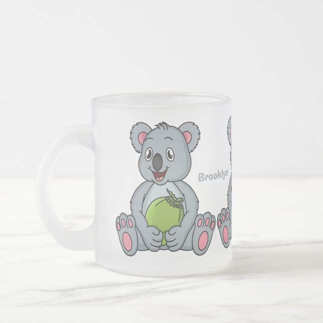 Taza De Cristal Esmerilado Ilustracion de personalizado de coco y koala cuta (Izquierda)