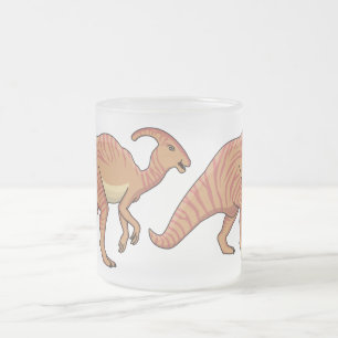 Taza De Cristal Esmerilado Ilustracion de personalizado de dinosaurios de par