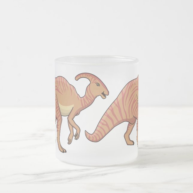 Taza De Cristal Esmerilado Ilustracion de personalizado de dinosaurios de par (Centro)