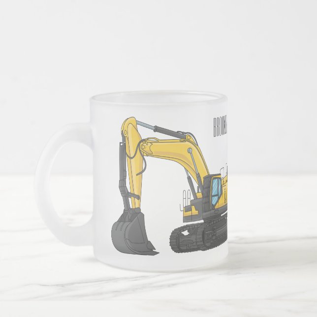Taza De Cristal Esmerilado Ilustracion de personalizado de excavadora de rast (Izquierda)