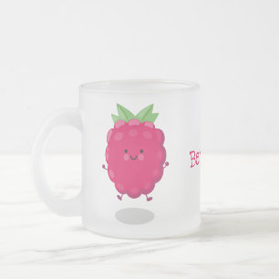 Taza De Cristal Esmerilado Ilustracion de personalizado de frambuesa alegre
