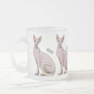 Taza De Cristal Esmerilado Ilustracion de personalizado de gatos Sfinx