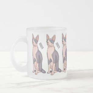 Taza De Cristal Esmerilado Ilustracion de personalizado de gatos Sfinx