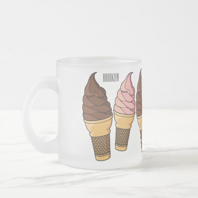 Taza De Cristal Esmerilado Ilustracion de personalizado de helado de cono (Izquierda)
