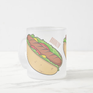 Taza De Cristal Esmerilado Ilustracion de personalizado de hot dog