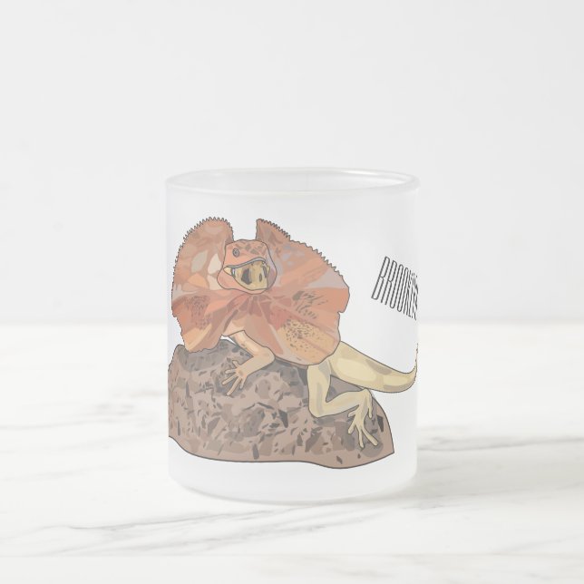 Taza De Cristal Esmerilado Ilustracion de personalizado de lagarto de cuello  (Centro)