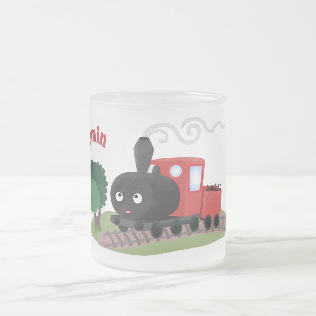 Taza De Cristal Esmerilado Ilustracion de personalizado de locomotora de trac (Centro)