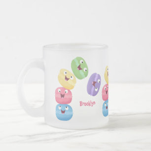 Taza De Cristal Esmerilado Ilustracion de personalizado de macarons graciosos