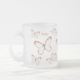 Taza De Cristal Esmerilado Ilustracion de personalizado de mariposa de vidrio