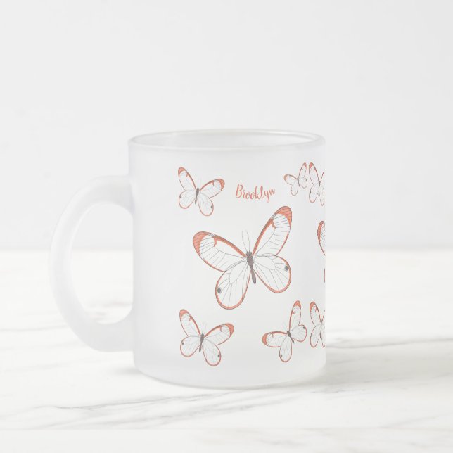 Taza De Cristal Esmerilado Ilustracion de personalizado de mariposa de vidrio (Izquierda)
