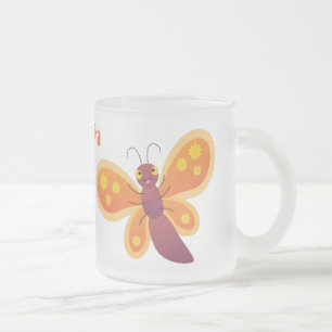 Taza De Cristal Esmerilado Ilustracion de personalizado de mariposa naranja f