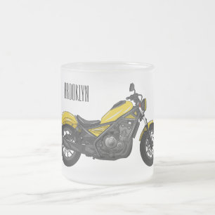 Taza De Cristal Esmerilado Ilustracion de personalizado de motocicleta de cru