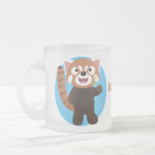 Taza De Cristal Esmerilado Ilustracion de personalizado de panda rojo