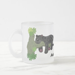 Taza De Cristal Esmerilado Ilustracion de personalizado de pantera negra de j