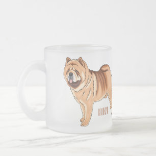 Taza De Cristal Esmerilado Ilustracion de personalizado de perro Chow Chow