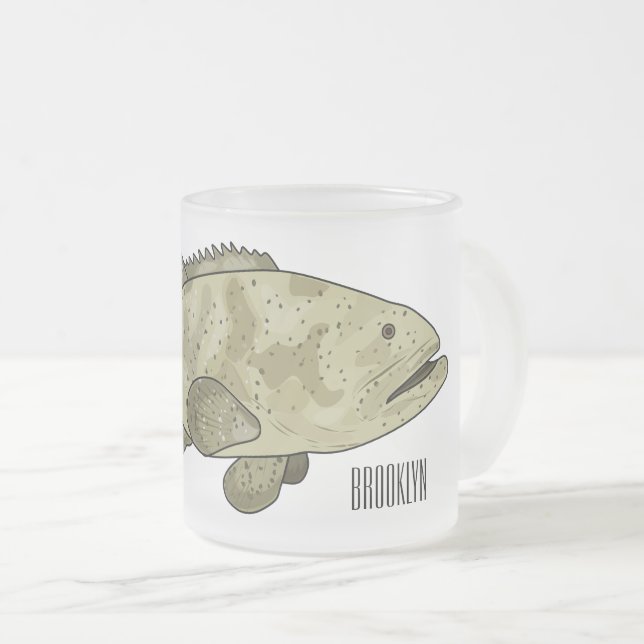 Taza De Cristal Esmerilado Ilustracion de personalizado de pescado de grupo (Anverso derecho)