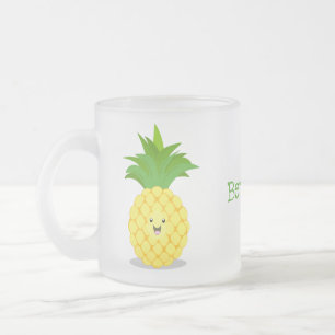 Taza De Cristal Esmerilado Ilustracion de personalizado de piña cuta