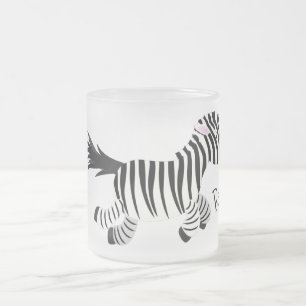 Taza De Cristal Esmerilado Ilustracion de personalizado de zebra graciosa