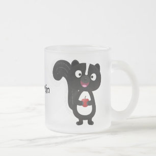 Taza De Cristal Esmerilado Ilustracion de personalizado de zorrillo alegre