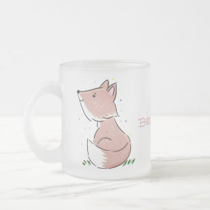 Taza De Cristal Esmerilado Ilustracion de personalizado de zorro bebé