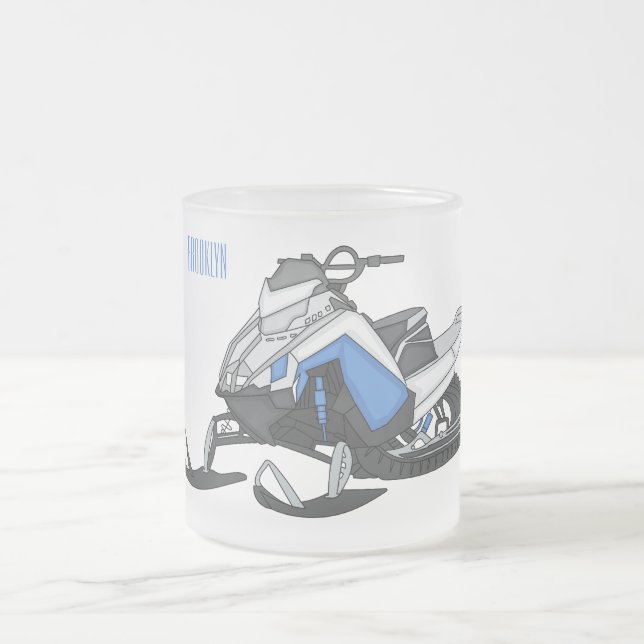 Taza De Cristal Esmerilado Ilustracion de personalizado para motos de nieve (Centro)