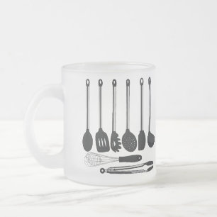 Taza De Cristal Esmerilado Ilustracion de personalizados utensiales de cocina