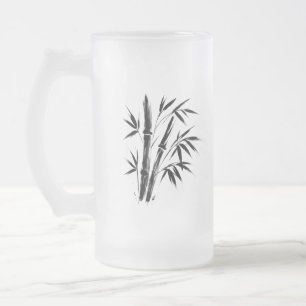Taza De Cristal Esmerilado Ilustracion de tinta de bambú - Diseño de Zen en
