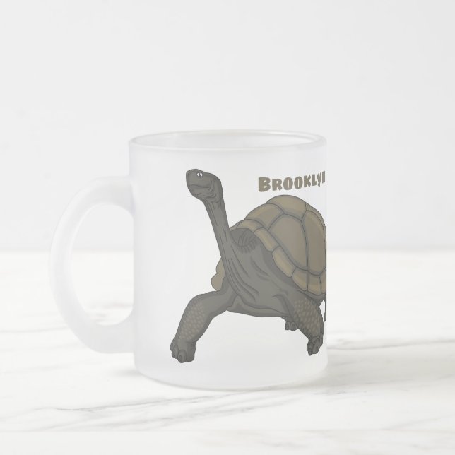 Taza De Cristal Esmerilado Ilustracion de tortugas terrestres de Galápagos (Izquierda)