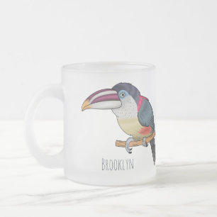 Taza De Cristal Esmerilado Ilustracion del personalizado de aves de Curl cres