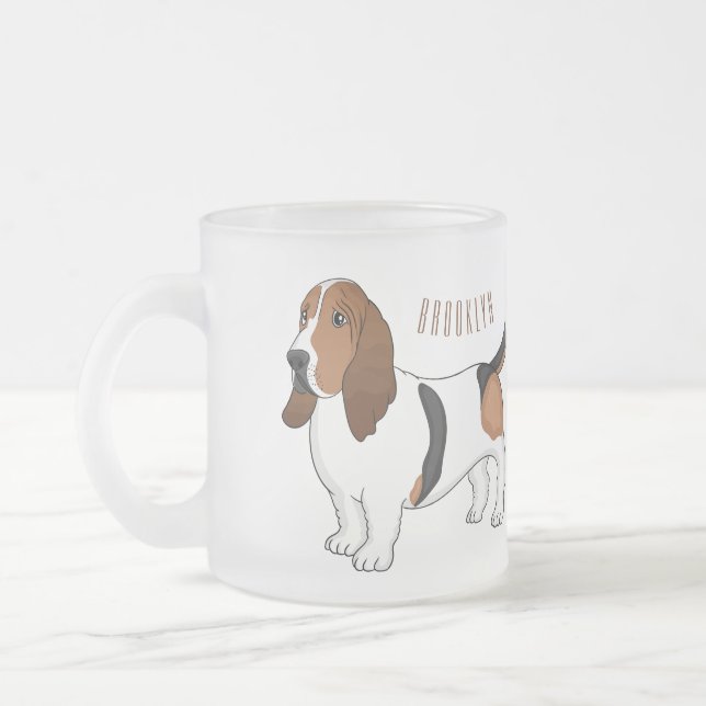 Taza De Cristal Esmerilado Ilustracion del personalizado del perro de enlace  (Izquierda)