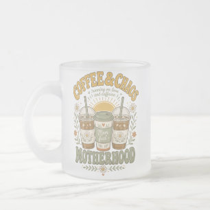Taza De Cristal Esmerilado Ilustración Floral de Café Divertida para Mamás