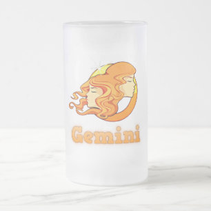 Taza De Cristal Esmerilado Ilustracion Gemini