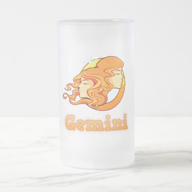 Taza De Cristal Esmerilado Ilustracion Gemini (Centro)