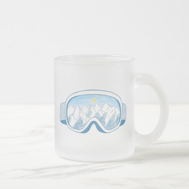 Taza De Cristal Esmerilado Ilustracion Goggles de Ski Mountain (Derecha)