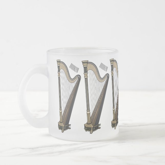Taza De Cristal Esmerilado Ilustracion Harp personalizado (Izquierda)