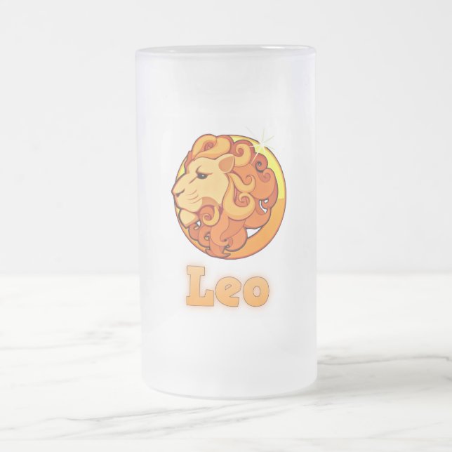Taza De Cristal Esmerilado Ilustracion Leo (Centro)