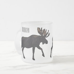 Taza De Cristal Esmerilado Ilustracion Moose personalizado