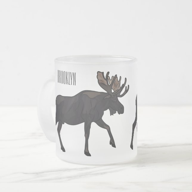 Taza De Cristal Esmerilado Ilustracion Moose personalizado (Anverso izquierdo)