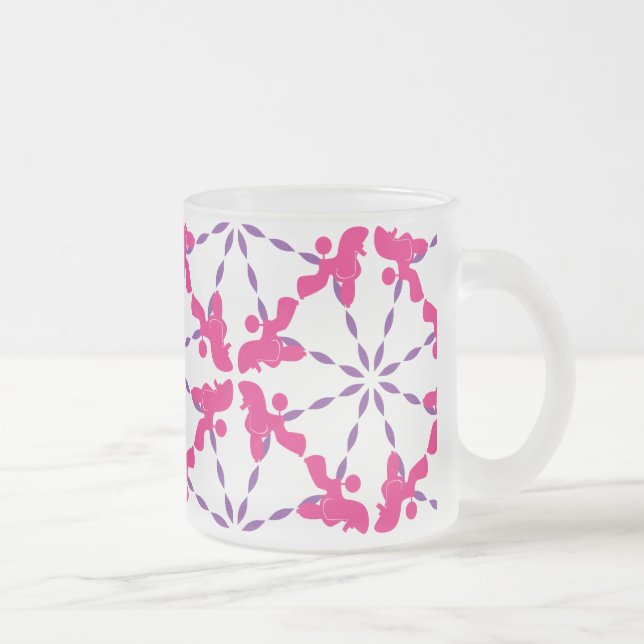 Taza De Cristal Esmerilado Ilustración personalizable del patrón del caniche  (Derecha)