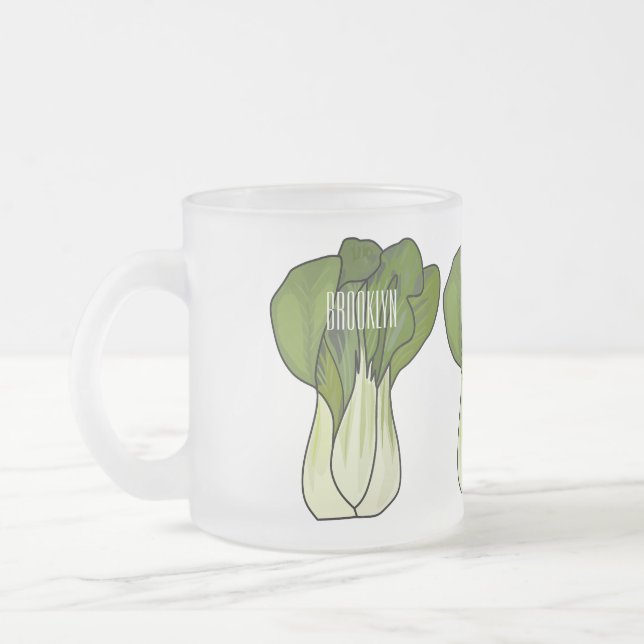 Taza De Cristal Esmerilado Ilustracion personalizado Bok choy (Izquierda)