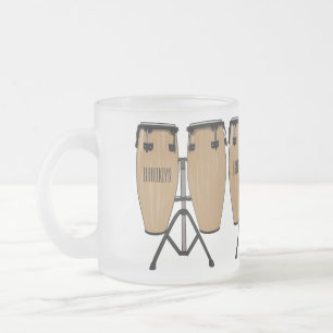 Taza De Cristal Esmerilado Ilustracion personalizado Bongo drum