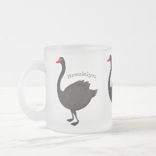 Taza De Cristal Esmerilado Ilustracion personalizado cisne negro