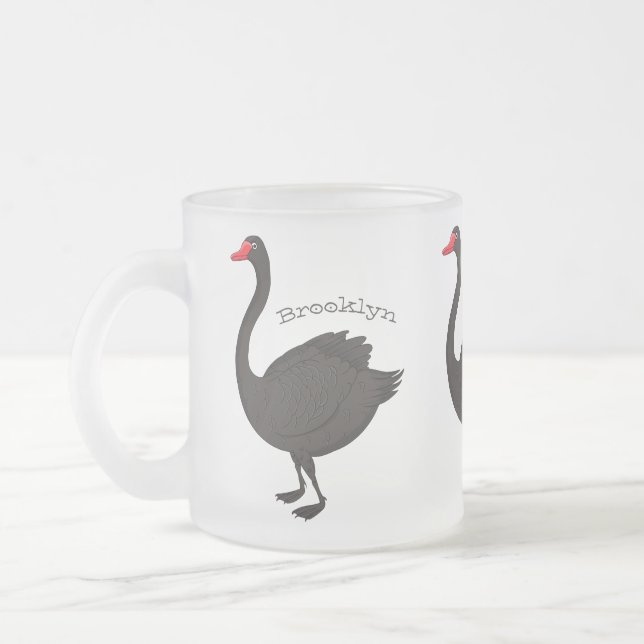Taza De Cristal Esmerilado Ilustracion personalizado cisne negro (Izquierda)