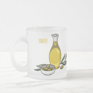 Taza De Cristal Esmerilado Ilustracion personalizado de aceite de oliva