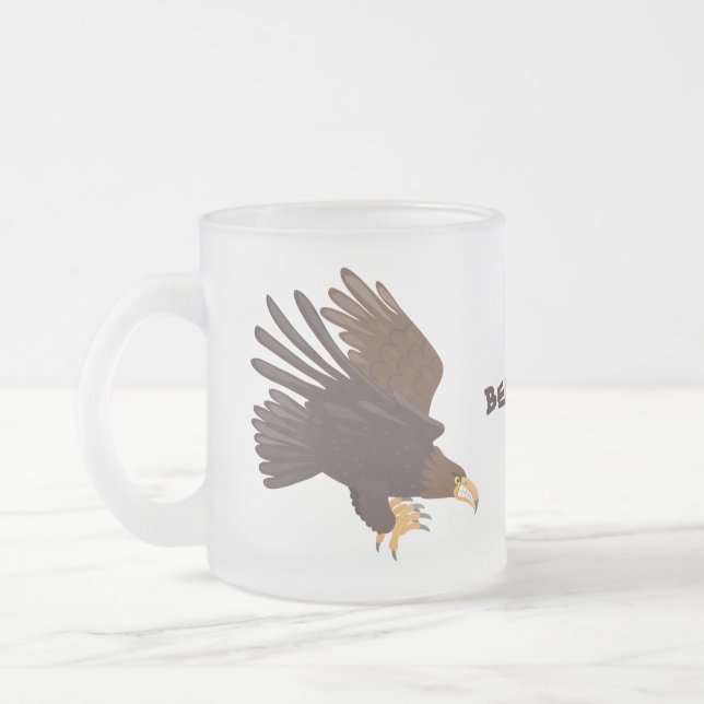 Taza De Cristal Esmerilado Ilustracion personalizado de águila dorada diverti (Izquierda)