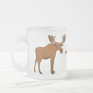 Taza De Cristal Esmerilado Ilustracion personalizado de alce gracioso